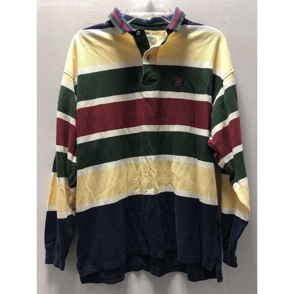 Izod Other - Vintage 90's IZOD Long Sleeve Rugby Polo Shirt Logo Striped Shirt Mens XL